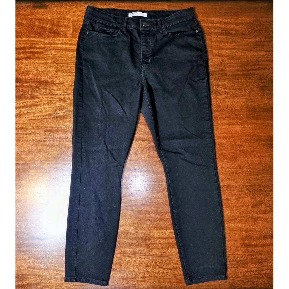 Levi Strauss Signature Mid Rise Skinny Jeans Womens 30x28 Black Stretch Denim